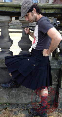 Mens' Snap Button Black Utility Kilt - Utility Kilts -  - Best In Scotland - 1